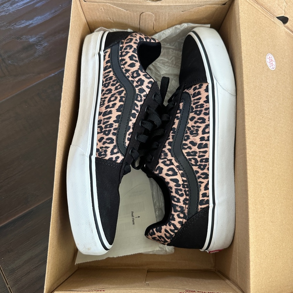 Vans Women's Black and Tan Leopard Sneakers - Picture 4 of 4
